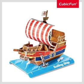 Puzzle 3D Nava cu panze 33 piese 16.5×10×15 cm asamblata